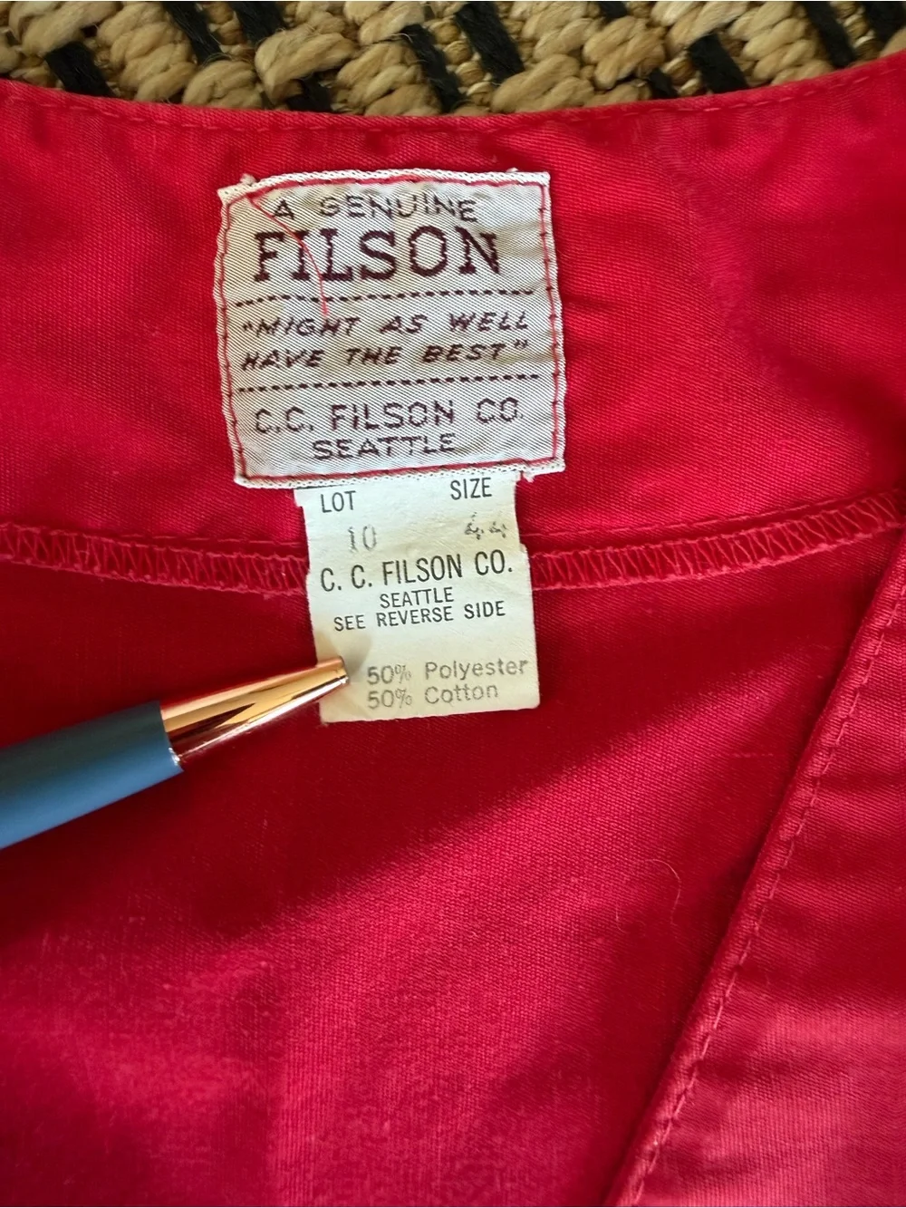Vintage Filson Red Utility Fishing Vest with Snaps, Pockets 1950s-1970s Gorpcore